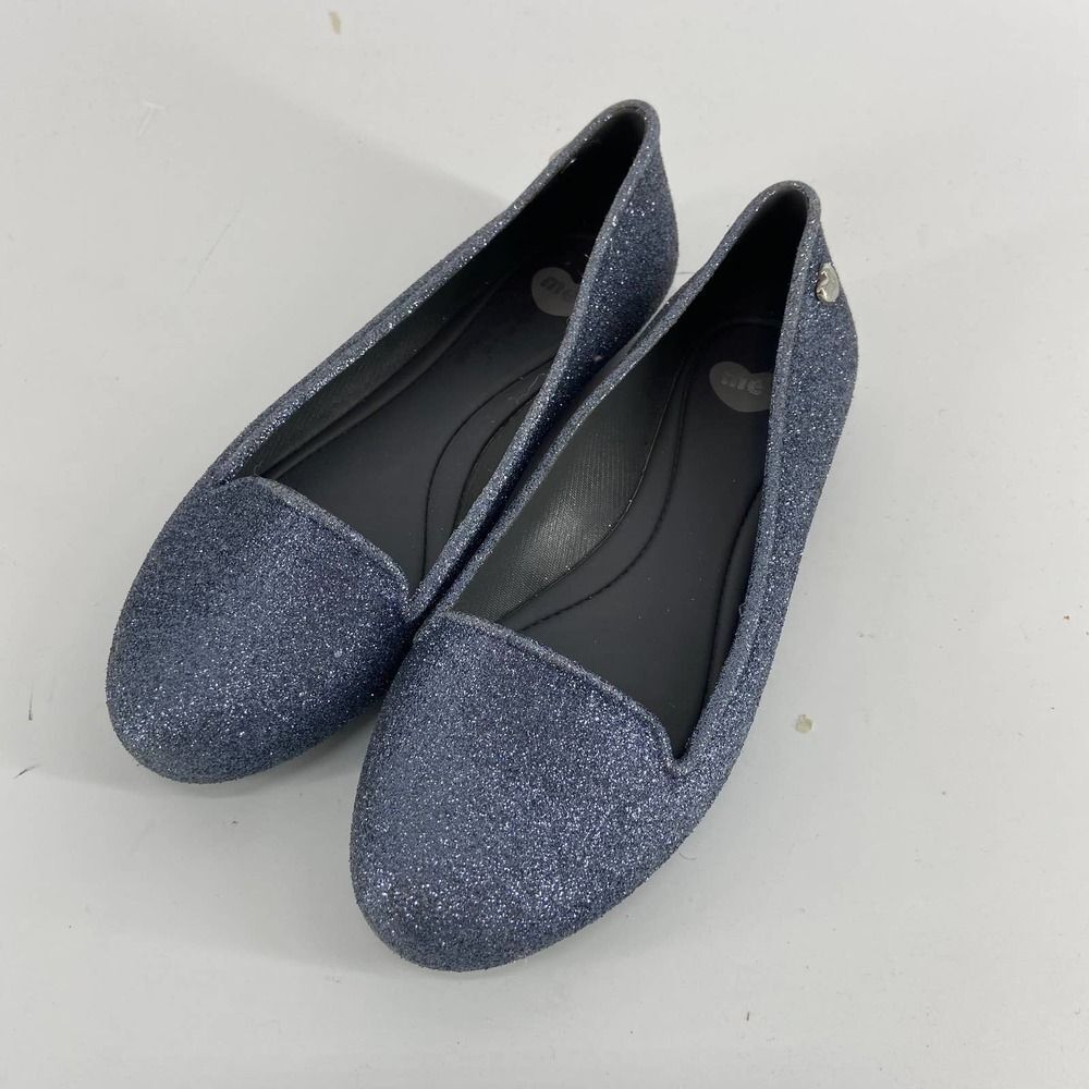 Melissa dark Blue Virtue Holiday Special Glitter Loafer Shoes Womens 5 or Kids 3 - Picture 1 of 7